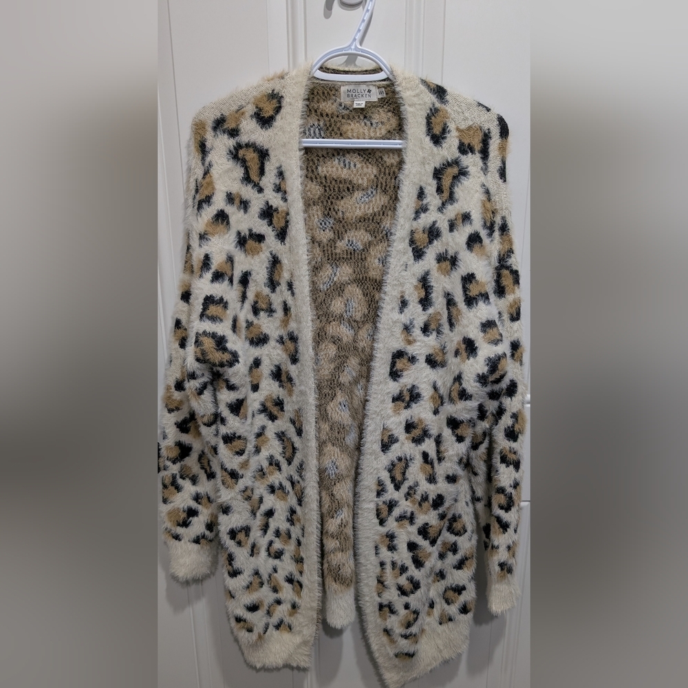 Molly Bracken Leopard Print Sweater - Cream and Black